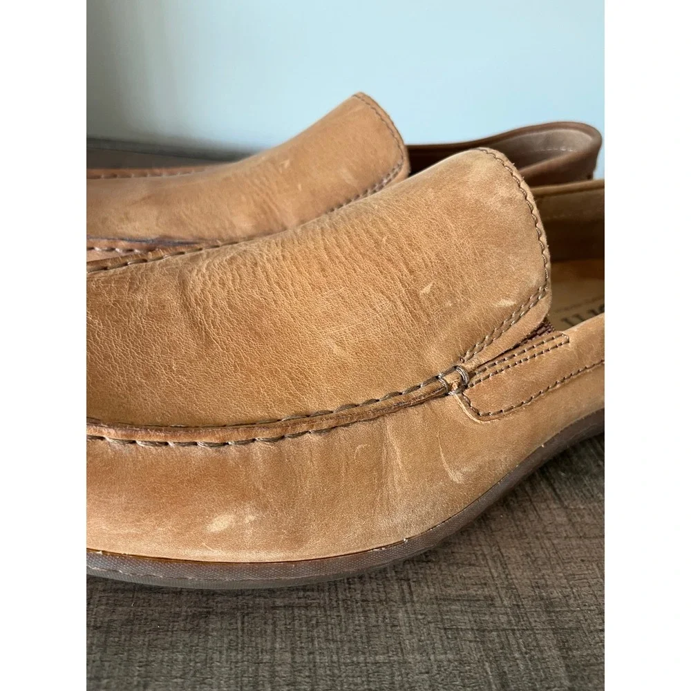 Born Caleb Mens 13M Leather Slip On Loafers Tan Moccasin Shoes BM0008006